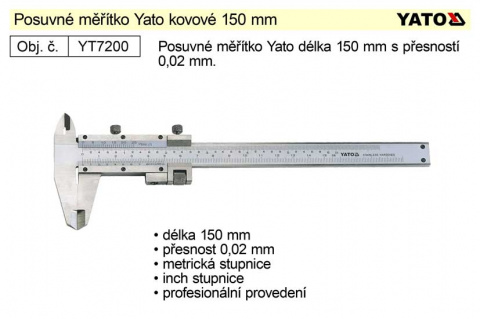 Posuvné  měřítko kovové YATO 150mm