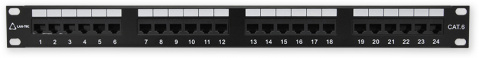 PP-152 24P/C6 - černá - 19" patch panel, 1U, 24x RJ45 CAT6 UTP