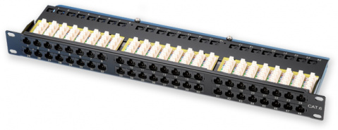 PP-158 48P/C6 - 19" patch panel, 1U, 48x RJ45 CAT6 UTP