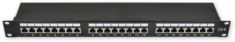 PP-160 24P/C6/S - 19" patch panel, 1U, 24x RJ45 CAT6 STP