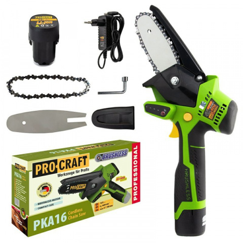 PROCRAFT PKA16 Aku ruční řetězová pila na větve 16V 1x2.0Ah  lišta 10cm