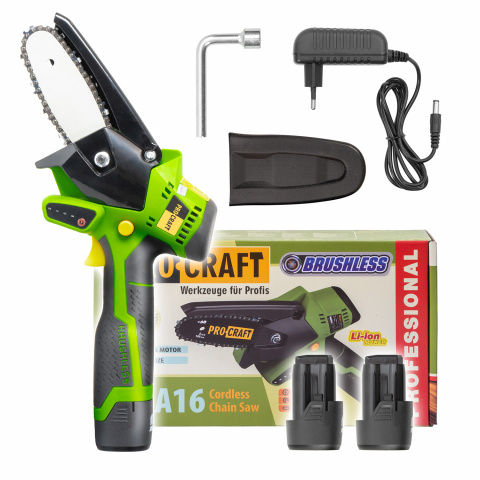 PROCRAFT PKA16 Aku ruční řetězová pila na větve 16V 1x2.0Ah  lišta 10cm