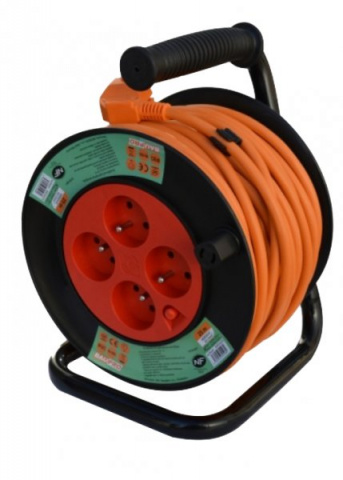 Prodlužovací kabel 25 m na cívce 4 zásuvky, IP20, 16A