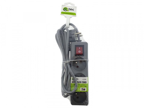 Prodlužovací kabel 3 zásuvky 2m QTEC Q-391F s vypínačem