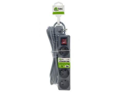 Prodlužovací kabel 4 zásuvky 3m QTEC Q-398F s vypínačem