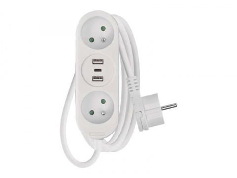 Prodlužovací přívod 2 zásuvky 1,4m EMOS P0211E USB