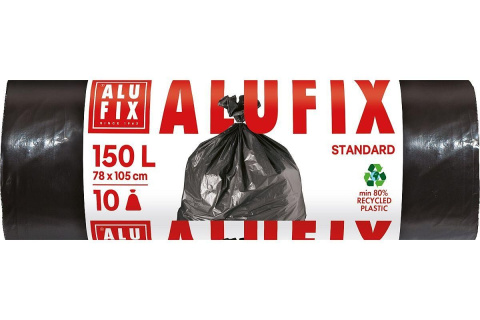 Pytel na odpad Alufix, 78x105 cm, 150 l, 35 mikronů, LDPE, černý, 10 ks