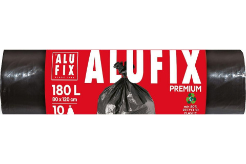 Pytel na odpad Alufix, 80 x 120 cm, 180 l, 45 mikronů, LDPE, 10 ks, černý