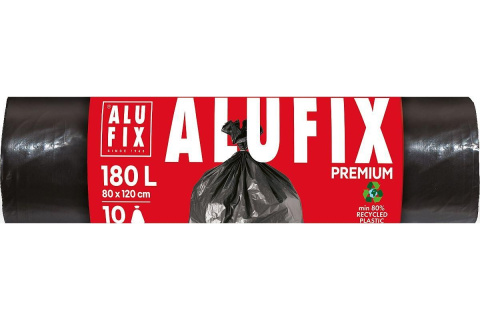 Pytel na odpad Alufix, 80 x 120 cm, 180 l, 45 mikronů, LDPE, 10 ks, černý