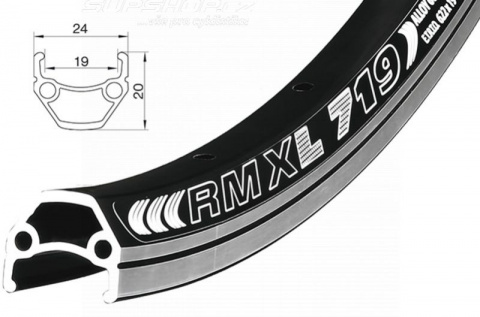ráfek REMERX DRAGON 719 V-brake 406x19 24 děr černý nýt