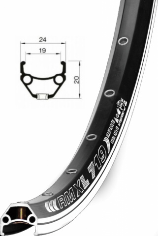 ráfek REMERX DRAGON 719 V-brake 622x19 32děr černý nýt