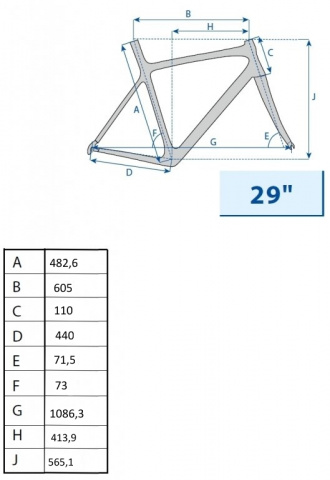 rám MTB carbon 29" 19" surový povrch černý