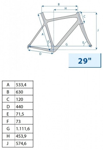 rám MTB carbon 29" 21" surový povrch černý