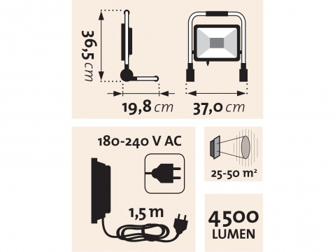 Reflektor LED  50 W / 4500 lm se stojánkem Extol