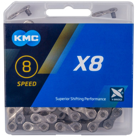 řetěz KMC X8 stříbrno-šedý 114čl. BOX