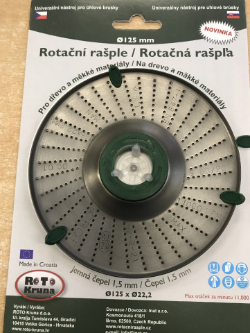 ROTO - Rotační rašple 125x22,2mm - 1,5mm - čepel jemná, R-1.5/125-Z