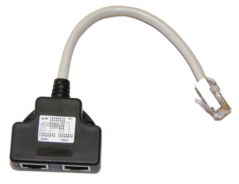Rozdvojka - Adaptér 1x RJ45 8/8- 2x RJ45 8/4 PC-PC