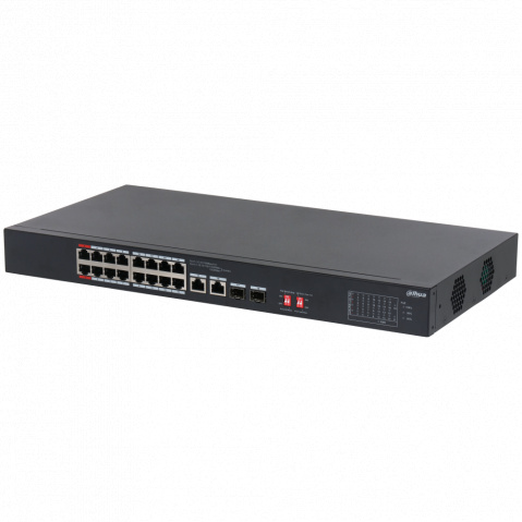 S3218-16ET-135 - PoE switch, 16 x PoE, 2 x Gb uplink RJ45/SFP (combo), 135 W, police/rack 1U