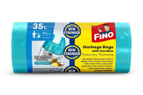 Sáček na odpad FINO Color Aromatic, 49 x 60 cm, 35 l, 10 mikronů, HDPE, s uchy, 20 ks, modrý