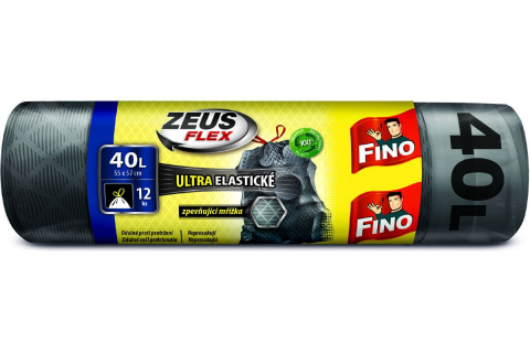 Sáček na odpad Fino Zeus Flex, 55 x 57 cm, 40 l, 32 mikronů, zatahovací, 12 ks, šedý
