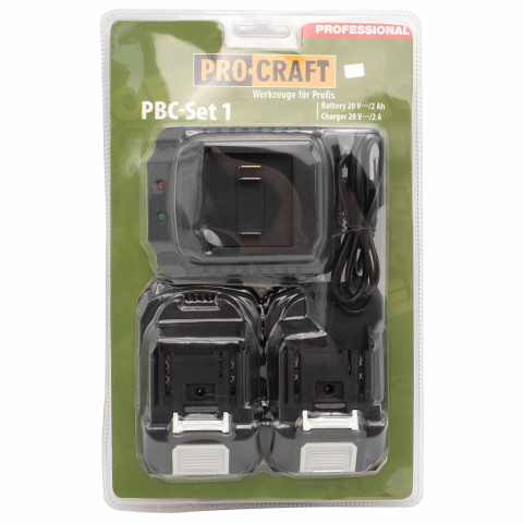Sada baterie 20V 2Ah (2 ks) + 1 nabíječka Procraft PBC-Set 1 | PBC-Set 1