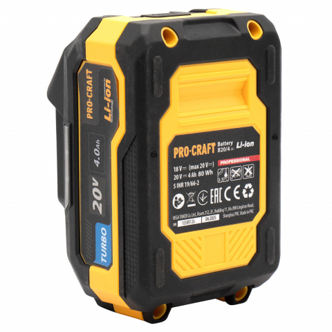 Sada baterie 20V 4Ah (2 ks) + 1 nabíječka Procraft PBC-Set 2 | PBC-Set 2