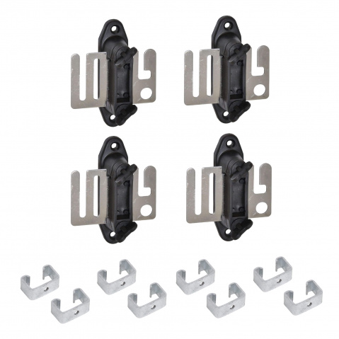 Sada multifunkční izolátory s destičkou + objímky na T-sloupky pro izolátory se závitem M6