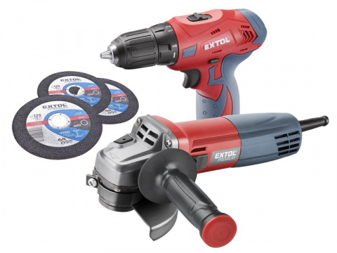 Sada vrtačka aku 12V a bruska úhlová 125mm v plastovém boxu