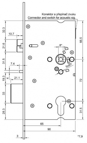 SAM EL 7265 - elektromechanický samozamykací zámek