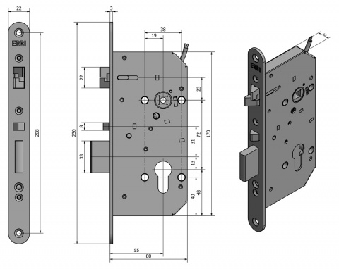 SAM REV P 7255 - elektromechanický samozamykací zámek