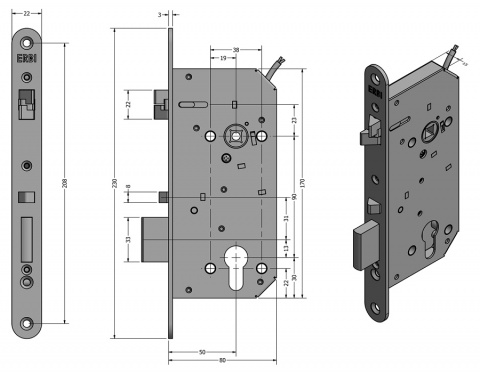 SAM REV P 9050 - elektromechanický samozamykací zámek
