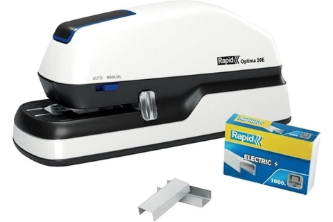 Sešívačka elektrická Rapid Optima Grip, 20 listů, bílá