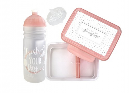 set R&B box a lahev FRESH 2v1 růžová 700ml