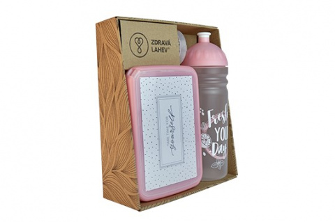 set R&B box a lahev FRESH 2v1 růžová 700ml