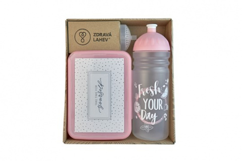 set R&B box a lahev FRESH 2v1 růžová 700ml