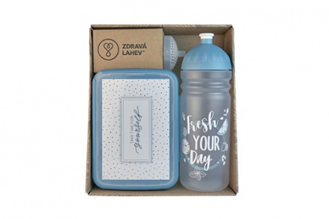 set R&B box a lahev FRESH 2v1 šedomodrá 700ml