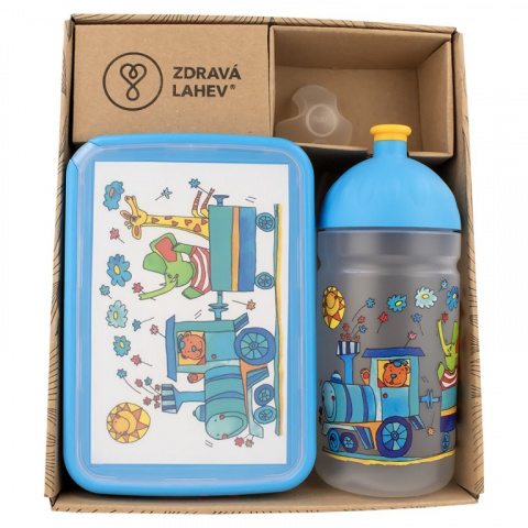 set R&B box a lahev Vláček se zvířátky 500ml