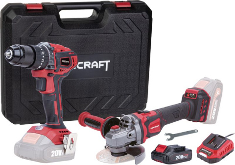 Set WORCRAFT COMB001 Aku vrtačka CHD-S20LiBA, úhlová bruska CAG-S20LiBE-125, 2x4.0Ah, nab.