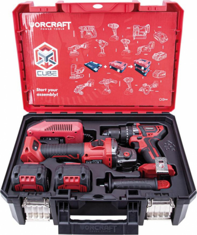 Set WORCRAFT XCUBE001 Aku vrtačka CHD-S20LiBA, úhlová bruska CAG-S20LiBS, 2x4.0Ah, nab.