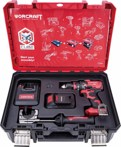 Set WORCRAFT XCUBE004 Aku vrtačka bezuhlíková 100Nm CHD-S20LiBH, 1x4.0Ah, nabíječka