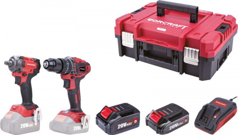Set WORCRAFT XCUBE031 Aku rázový utahovák 450 Nm a Aku vrtačka 50Nm CHD-S20LiB, 2x baterie