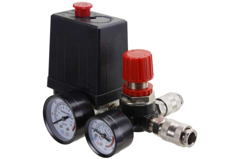 SILVER Tlakový spínač na kompresor 230V, s regulátorem, 2 výstupy