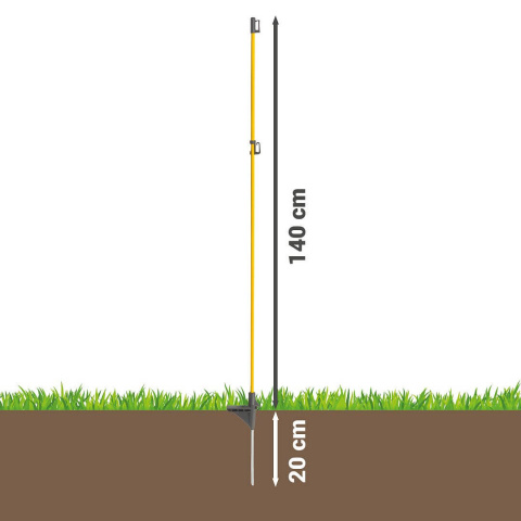 Sklolaminátová oválná tyčka pro elektrický ohradník 160 cm, nášlap a hrot, 2 izolátory