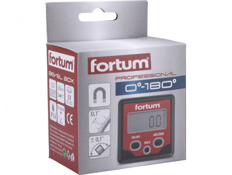 sklonoměr digitální, 0°-360°, s magnety, FORTUM