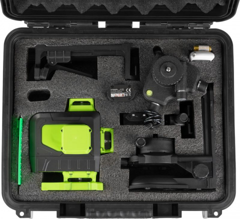 STREND PRO 904DG Křížový laser 3D 360° zelený paprsek, samonivelační, 30/50m, dál. ovladač