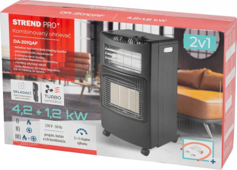 STREND PRO DA-201QAF Plynové topidlo 2v1 4,2kW+1,2kW ohřívač přímotop + hadice a regulátor
