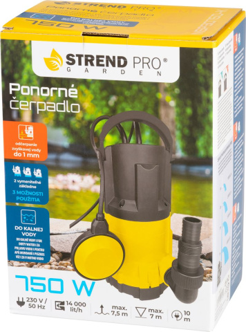 STREND PRO Garden NSP3D750-K Kalové čerpadlo na vodu 2v1 750W, 14000 l/h, 10m kabel