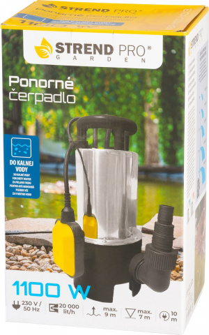 STREND PRO Garden NSPW1100-INOX3 Kalové čerpadlo na vodu 1100W, 20000 l/h nerez, 10m kabel