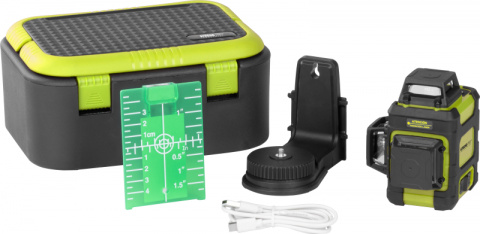 STREND PRO Industrial MN03CG Křížový laser samonivelační, 3D 360°, zelený, 30m/50m, USB-C