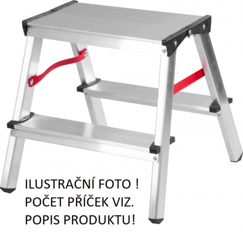 STREND PRO Schůdky skládací oboustranné, 2 stupně, 37cm, nosnost 125kg